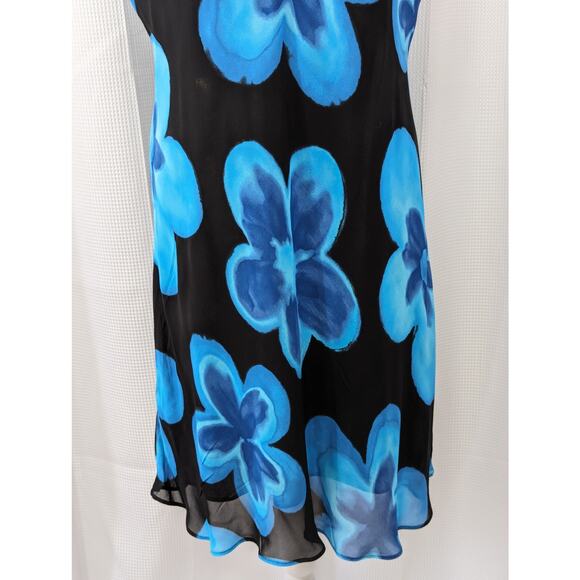 JESSICA HOWARD! SILK LOOK, DREAMY, DELICIOUSLY BLACK & BLUES SLIP DRESS! SZ 8 - Picture 3 of 5